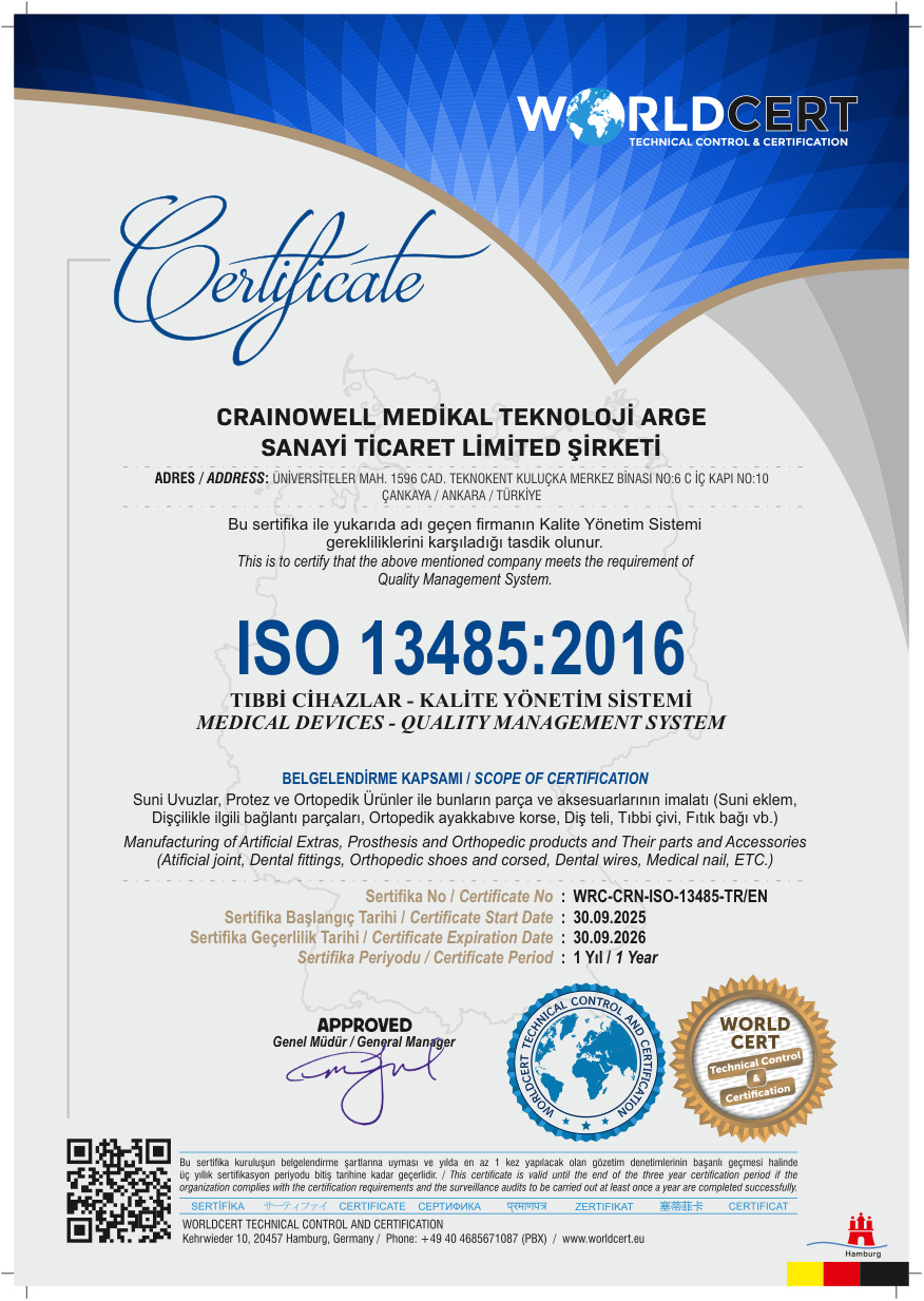 ISO 13485:2016 sertifikası