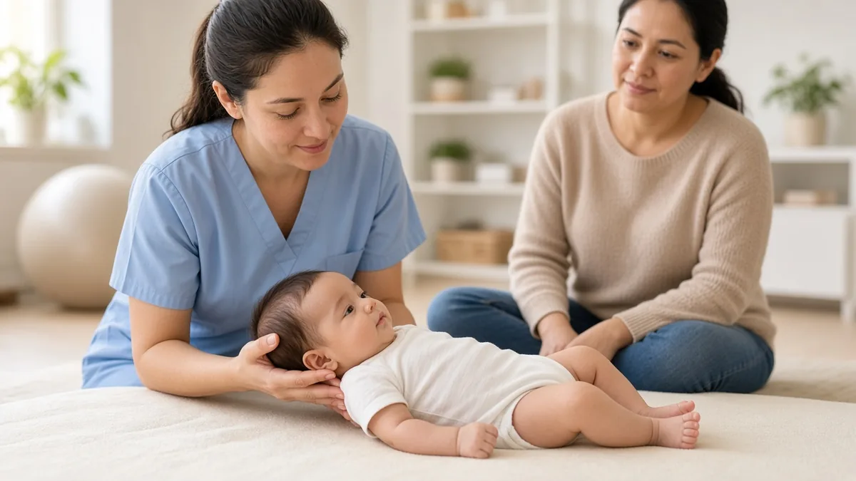 Bebek tortikolisinde nazik boyun germe egzersizi uygulaması